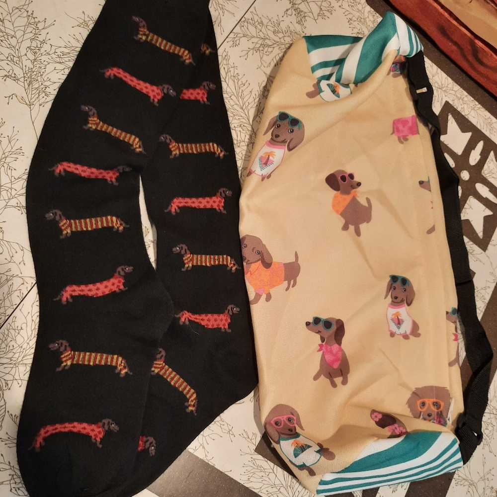 Dachshund new knee socks & fanny pack weiner dog